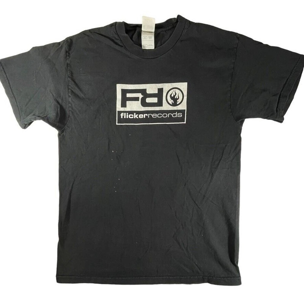 Flicker Records y2k vintage t-shirt Christian record label light distress large
